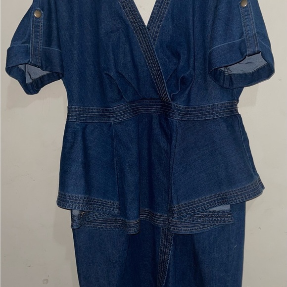 NWOT Eloquii Plus Size Denim Dress With Peplum Detail - Picture 9 of 10